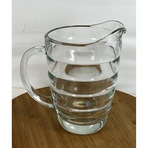Vintage Beehive Heavy Glass Pitcher 7.5” Tall